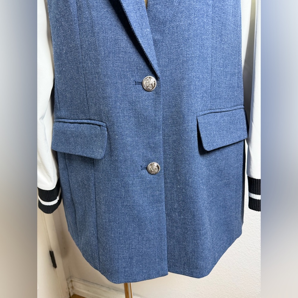 DOLCE CABO Tailored Two-Tone Blazer Jacket - Blue with White Sleeves M - Picture 2 of 10